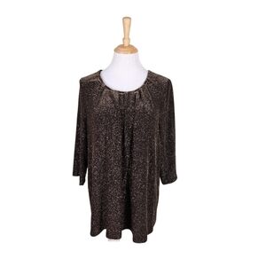 Catherines Black Gold Metallic Top, Sz 0X- 14/16